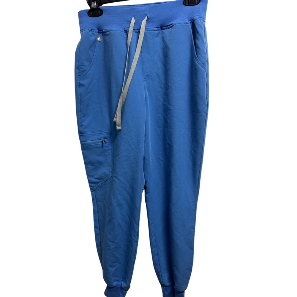 FIGS HIGH WAISTED ZAMORA WOMENS S/P JOGGER SCRUB PANTS Ceil Blue W22SW2012P